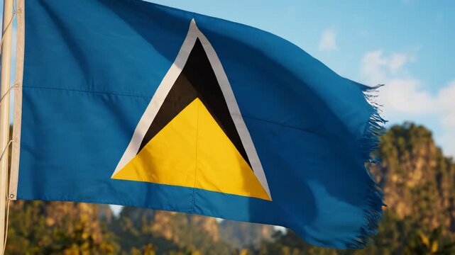Flag of Saint Lucia waving in the wind