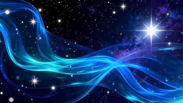 Cosmic blue nebula with stars