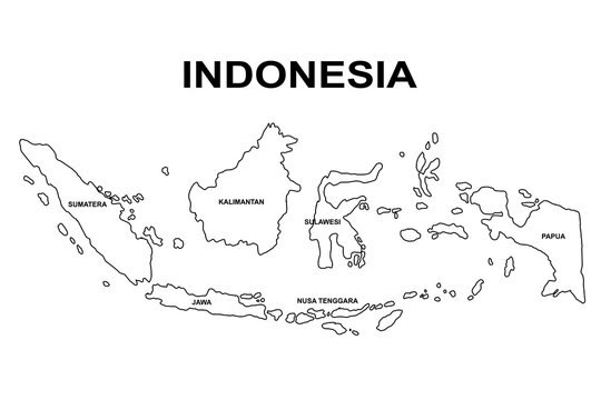 Indonesia map outline Vector Illustration - Simplified Archipelago Map Design