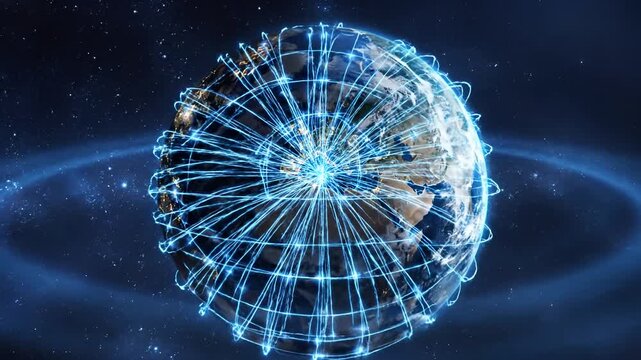 Global Network Connections and Digital Earth Visualization.