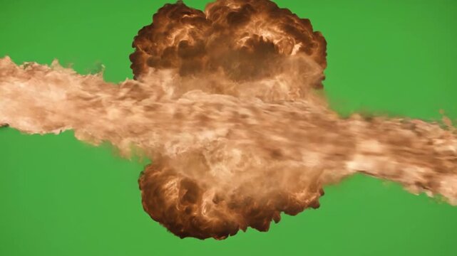 Dual Fire Burst Collision Intersecting Shockwaves Green Screen