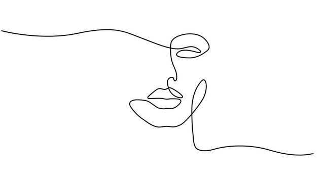 Continuous one line of a woman's face in editable stroke, style hand drawing vector illustration.