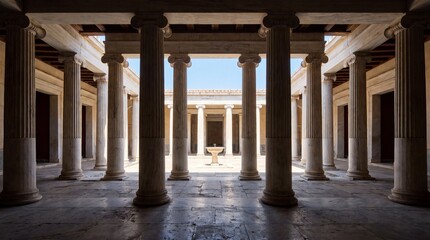 Fototapeta premium Ancient Greek Courtyard Architecture Background for Corporate Website