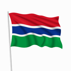 Obraz premium Gambian waving national flag, symbolizing national pride, ideal for patriotic badges, or cultural design themes and national holidays. Vector illustration.