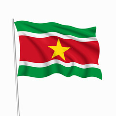 Obraz premium Surinamese waving national flag, symbolizing national pride, ideal for patriotic badges, or cultural design themes and national holidays. Vector illustration.