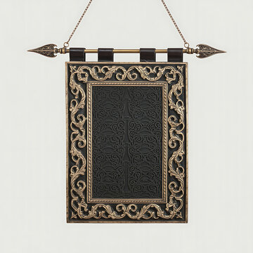 Ornate Black and Gold Hanging Wall Banner