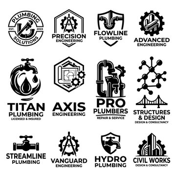 Plumbing engineering logos and icons.