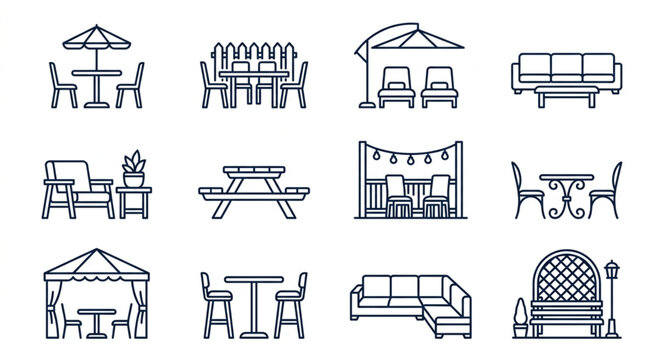 Collection of Outdoor and Indoor Furniture Icons