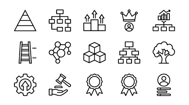 Set of outline hierarchy and organization line icons