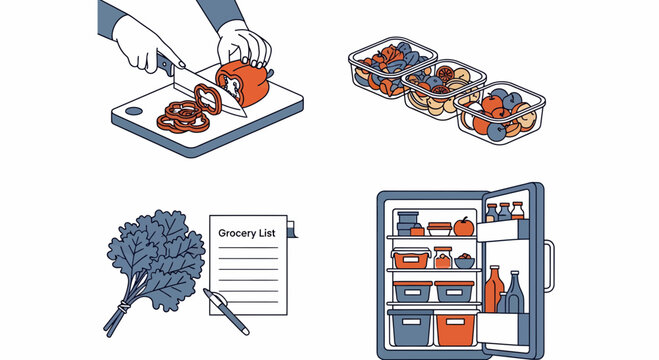 prep food kit list plan cold cut meal home chef diet cook work icon tool
