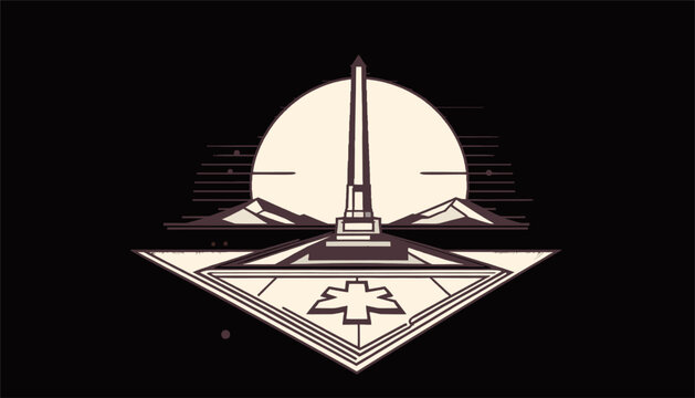 Four Corners monument with medical caution symbol historical US outbreak trend vector