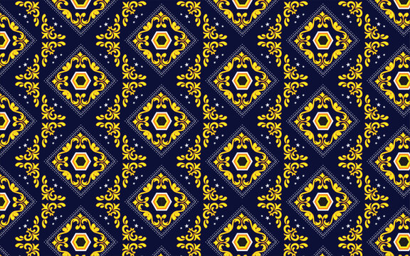 Royal Navy Blue and Gold Ornamental Seamless Design