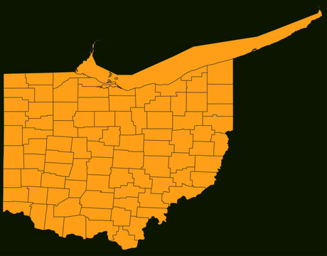 Outline Vector Map of Ohio State with County of USA