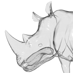 Abstract 3D Render of a Transparent Glass Rhinoceros, Geometric Shape, Rhinoceros Head © Han13