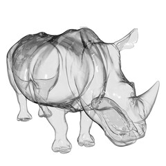 Abstract 3D Render of a Transparent Glass Rhinoceros, Geometric Shape, Rhinoceros © Han13