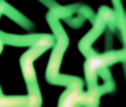 green glowing blurry zig zag neon lines abstract background