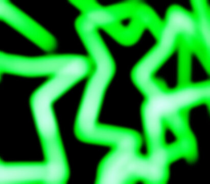 green glowing blurry zig zag neon lines abstract background