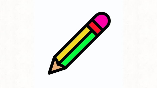 colorful pencil animation icon for writing
