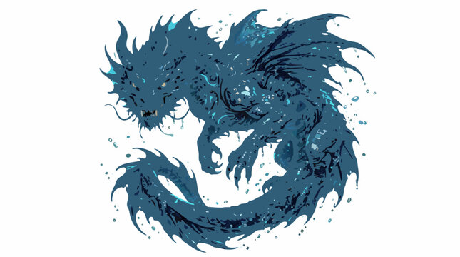 Mythical Hydrus Creature Emerging from Water Splashes with Detailed Scales in Dynamic Motion