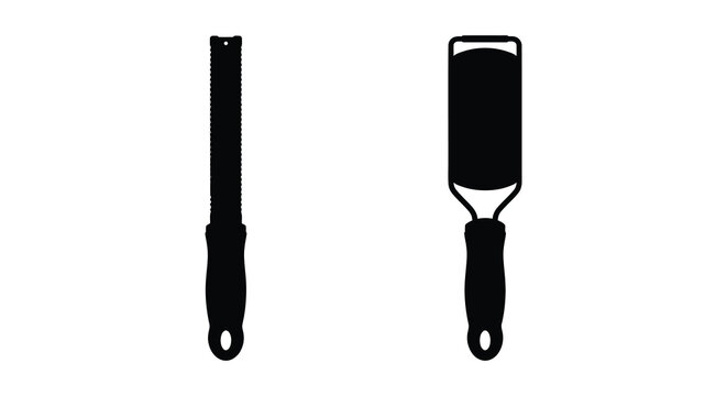 Two kitchen graters in a black silhouette against a white background silhouette grater cheese vegetable zester