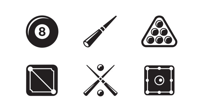 Billiard and carrom game icons set vector