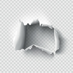 ragged Hole torn in ripped paper on transparent background © Andrei Kukla