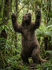 Fototapeta premium Majestic Sloth Stands Tall Amidst Lush Jungle