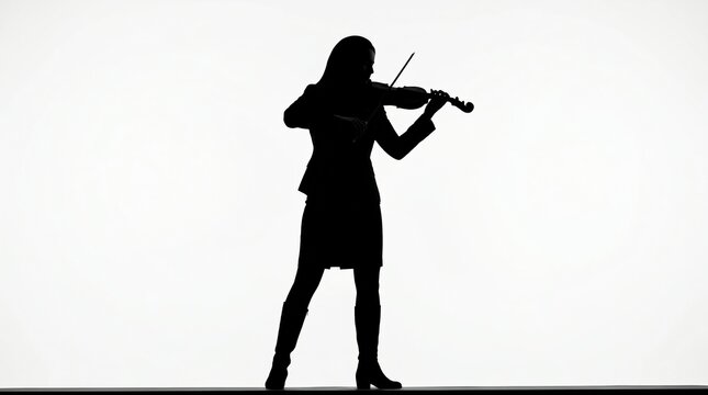 Silhouette of a violinist playing a violin with musician violinist silhouette