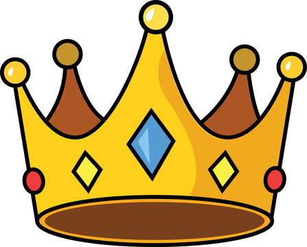 Royal golden crown illustration. King queen luxury symbol design.