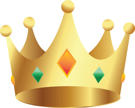 Royal golden crown illustration. King queen luxury symbol design.