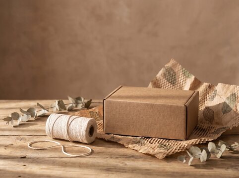 Sustainable packaging supplies craft box, twine, and eco-friendly wrap materials