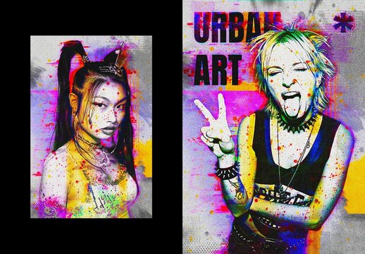 Urban Art Photo Effect &ndash; Portrait for Poster & Social Media (PSD)