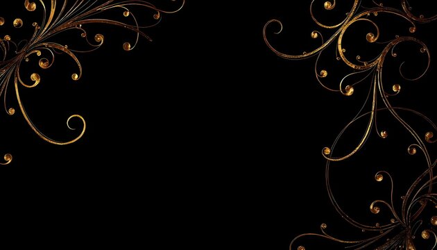 Black background with gold swirls and pearls, luxury elegant jewelry glamour pattern, abstract premium rich invitation greeting layout card