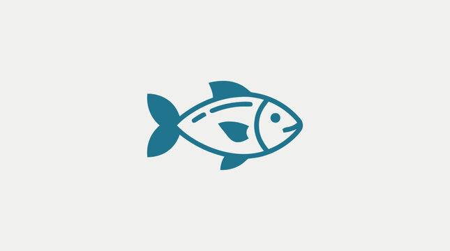 Simple blue fish illustration side view.