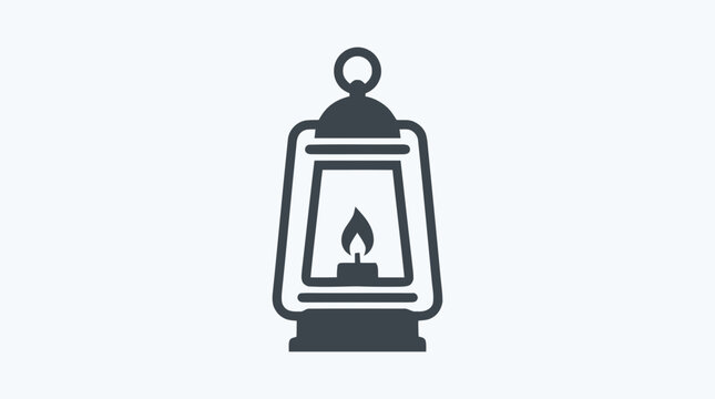 Simple Black Metal Lantern Icon.
