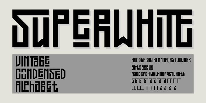 Vintage Condensed Geometric Alphabet Futuristic Display Typeface Vector