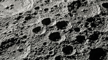 Closeup of the moons surface with craters and rocky terrain © ravindu