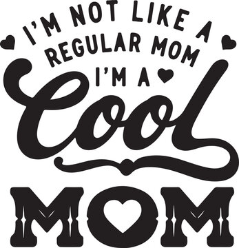 Calligraphic Cool Mom Text Black Silhouette On Transparent Background