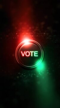 digital neon glowing vote button vertical video