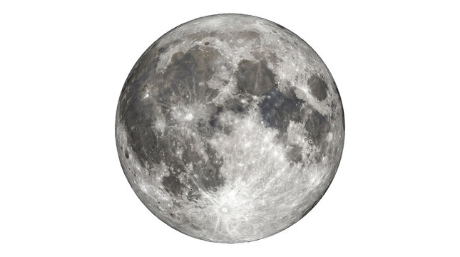 Closeup of the moons surface with craters isolated on transparent background