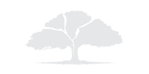 Oak tree silhouette vector illustration with world map style nature geography design showing tree shape and earth landscape concept © Asad Shehbaz 2.0