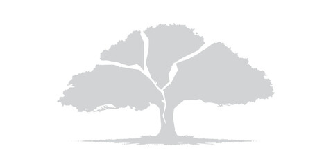 World map tree silhouette vector illustration of nature and geography isolated on white background © Asad Shehbaz 2.0