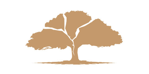 Isolated tree vector illustration on white background with world map geography and vintage cartography style design © Asad Shehbaz 2.0