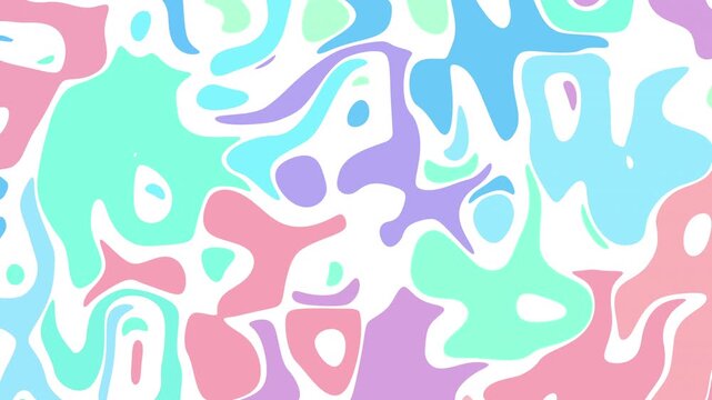 Animated Geometric pattern or background. Abstract moving wavy shapes background, pastel retro colors. Seamless motion graphic background in a flat