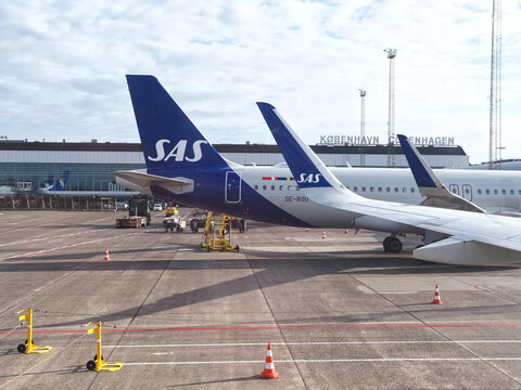 SAS Scandinavian Airlines airplanes at Copenhagen airport