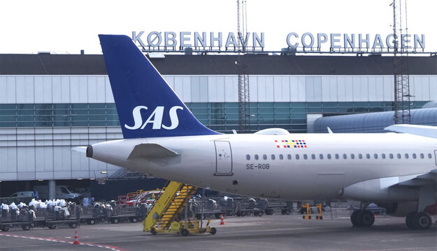 SAS Scandinavian Airlines airplanes at Copenhagen airport