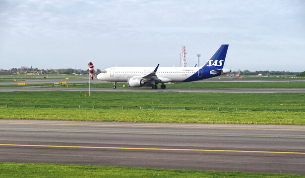 SAS Scandinavian Airlines airplanes at Copenhagen airport