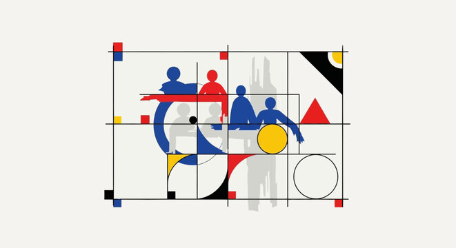 Modern geometric diversity and inclusion abstract art