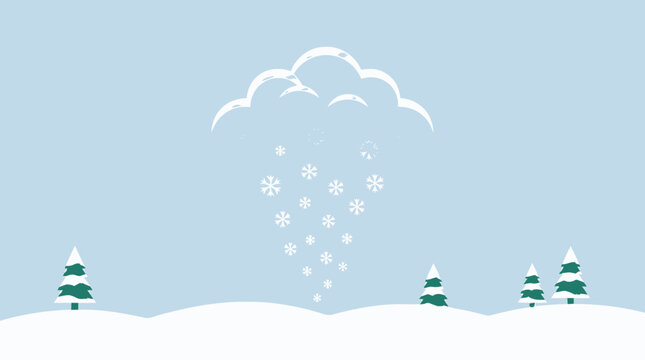 Snowflakes Falling From Cloudy Sky.