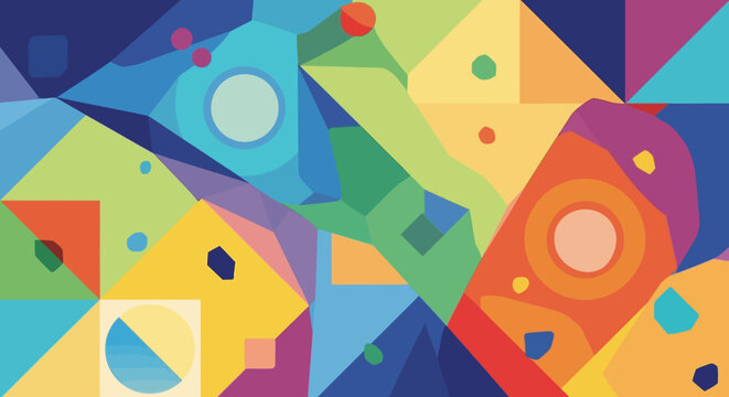 Vibrant Geometric Abstract Art with Colorful Shapes and Circles